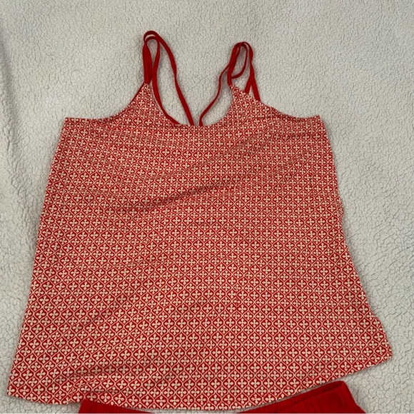 Cacique PJ Pajama Set Cami Top And Short Size 14/16 Red White 100% Cotton Knit - Picture 2 of 15